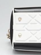 CHRISTIAN DIOR Black/White Quilted Leather Mini Vibe Bowling Bag