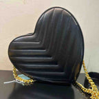 YSL Saint Laurent Leather Heart Chain Crossbody Bag
