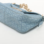 Fendi Blue Zucchino Coated Canvas Baguette Bag