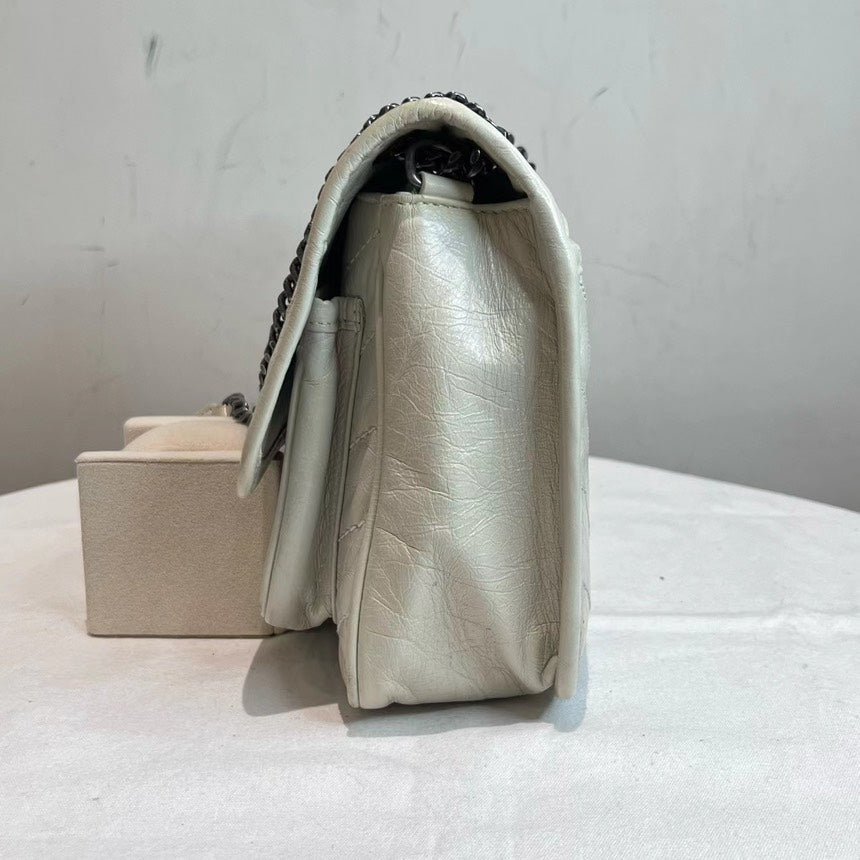 YSL Saint Laurent Niki Chain Flap Bag Matelasse Chevron Leather Baby