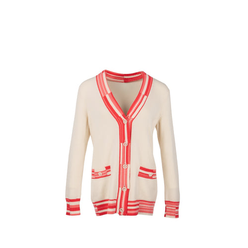 Chanel Size 36 Deauville Biarritz Venise Cardigan Cashmere Ecru/Pink/Coral