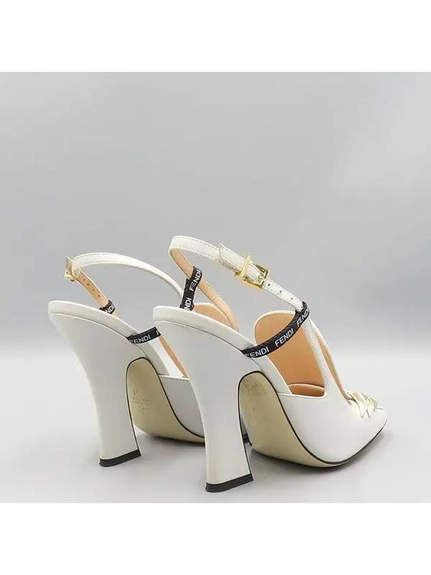 Fendi 8J6938 White Leather F Freedom Slingback Pumps Women s Shoes