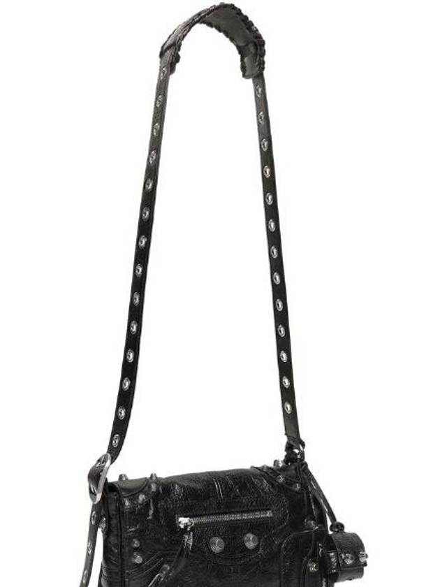 Balenciaga Zipper Stud Arena Lambskin Shoulder Bag Black