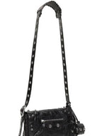 Balenciaga Zipper Stud Arena Lambskin Shoulder Bag Black
