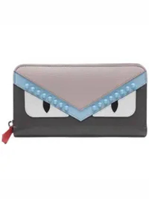 Fendi Monster Zip Round Long Wallet Grey