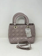 CHRISTIAN DIOR Lambskin Cannage Medium Lady Dior Grey B13-20