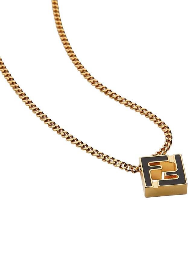 Fendi Forever FF Cube Pendant Necklace Black