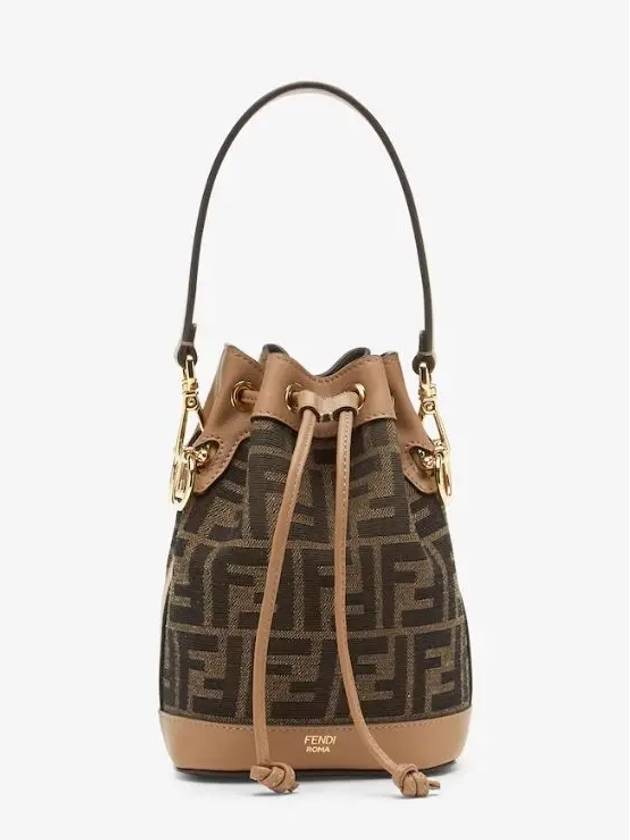 Fendi Mon Tresor FF Mini Fabric Bucket Bag Brown