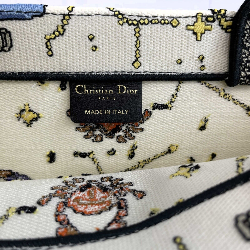DIOR - NEW 2022 Large Pixel Zodiac Embroidered Canvas Book Tote