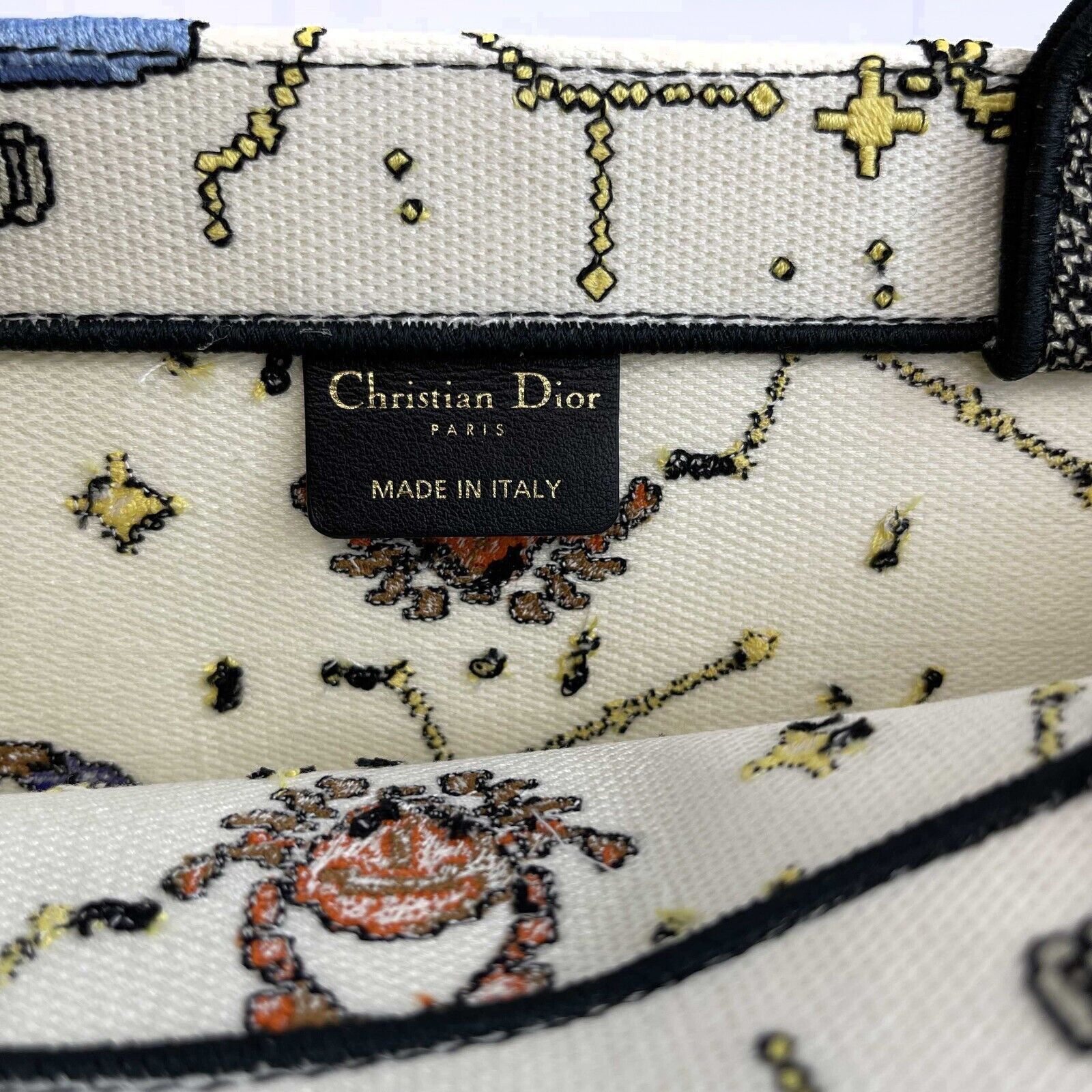 DIOR - NEW 2022 Large Pixel Zodiac Embroidered Canvas Book Tote