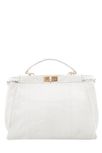 Fendi Cream Python Large Peekaboo Top Handle Bag