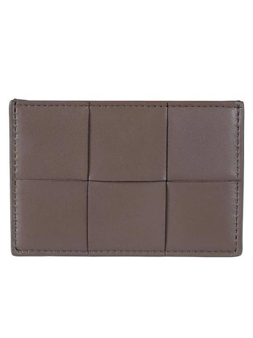 Bottega Veneta Intrecciato Lambskin Calfskin Card Wallet Taupe Grey