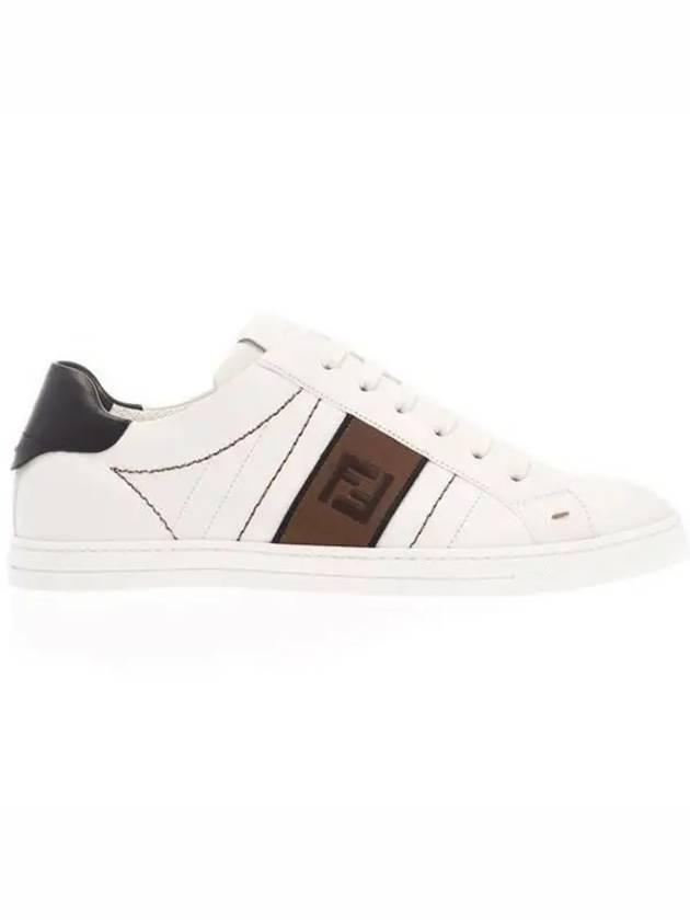 Fendi FF Logo Leather Low Top Sneakers White