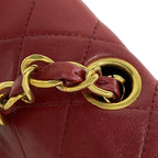 CHANEL - Single Flap Matelasse Red Lambskin Shoulder Bag