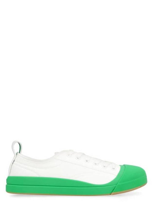 Bottega Veneta Vulcan Canvas Low Top Sneakers Parakeet White