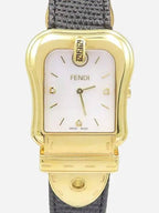 Fendi 3800G B N 3P diamond gold plated mother of pearl leather band unisex watch