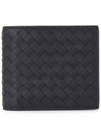 Bottega Veneta Men's Intrecciato Half Wallet Navy