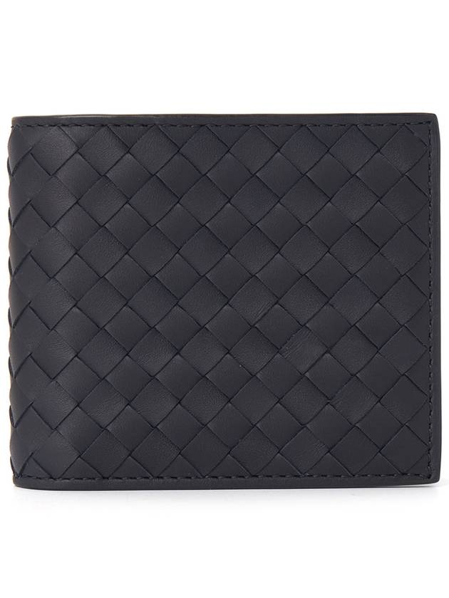 Bottega Veneta Men's Intrecciato Half Wallet Navy