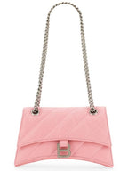 Balenciaga Crush Quilted Small Leather Cross Bag Pink