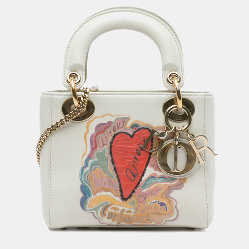 Dior x Niki De Saint Phalle White Leather Dioramour Mini Lady Tote Bag