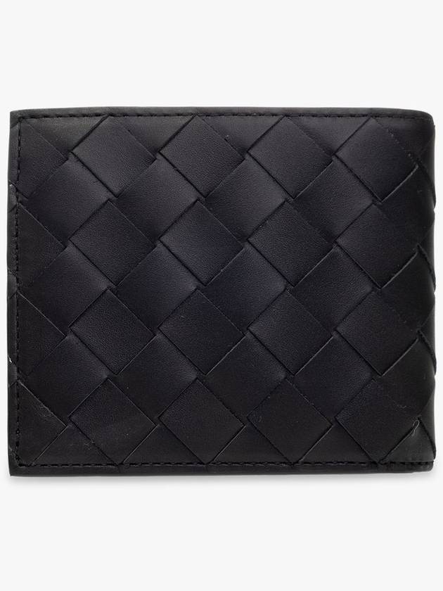 Bottega Veneta Intrecciato Leather Half Wallet Black