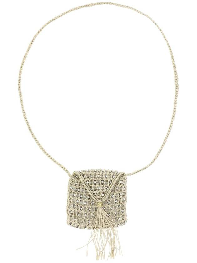 CELINE Crocheted Silk Pearl Mini Bag Offwhite