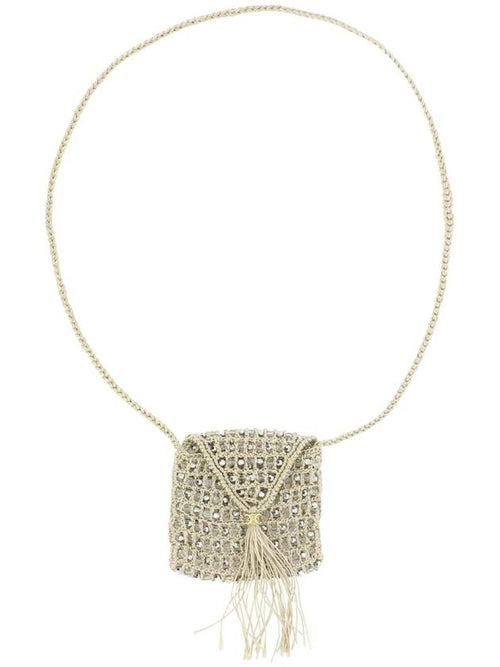 CELINE Crocheted Silk Pearl Mini Bag Offwhite