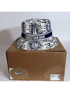 D Bobby Small Brim Bucket Hat White Navy Dior