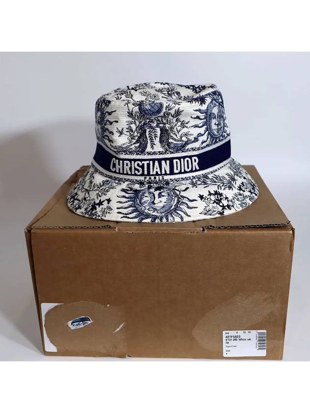 D Bobby Small Brim Bucket Hat White Navy Dior