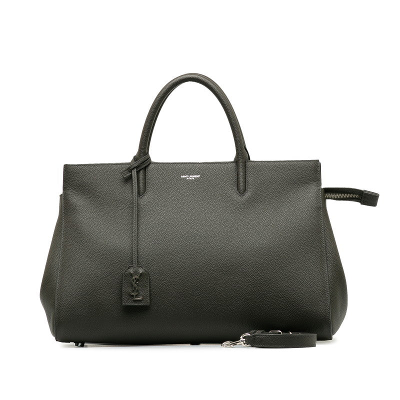 Saint Laurent Cabas Handbag in Grain Leather Grey