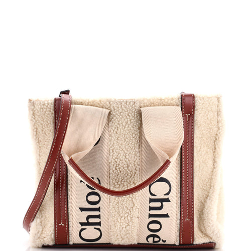 Chloe Woody Tote Shearling with Leather Small