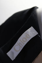 Chloe Womens Navy Blue Crew Neck Zip Black Long Sleeve A-Line Dress