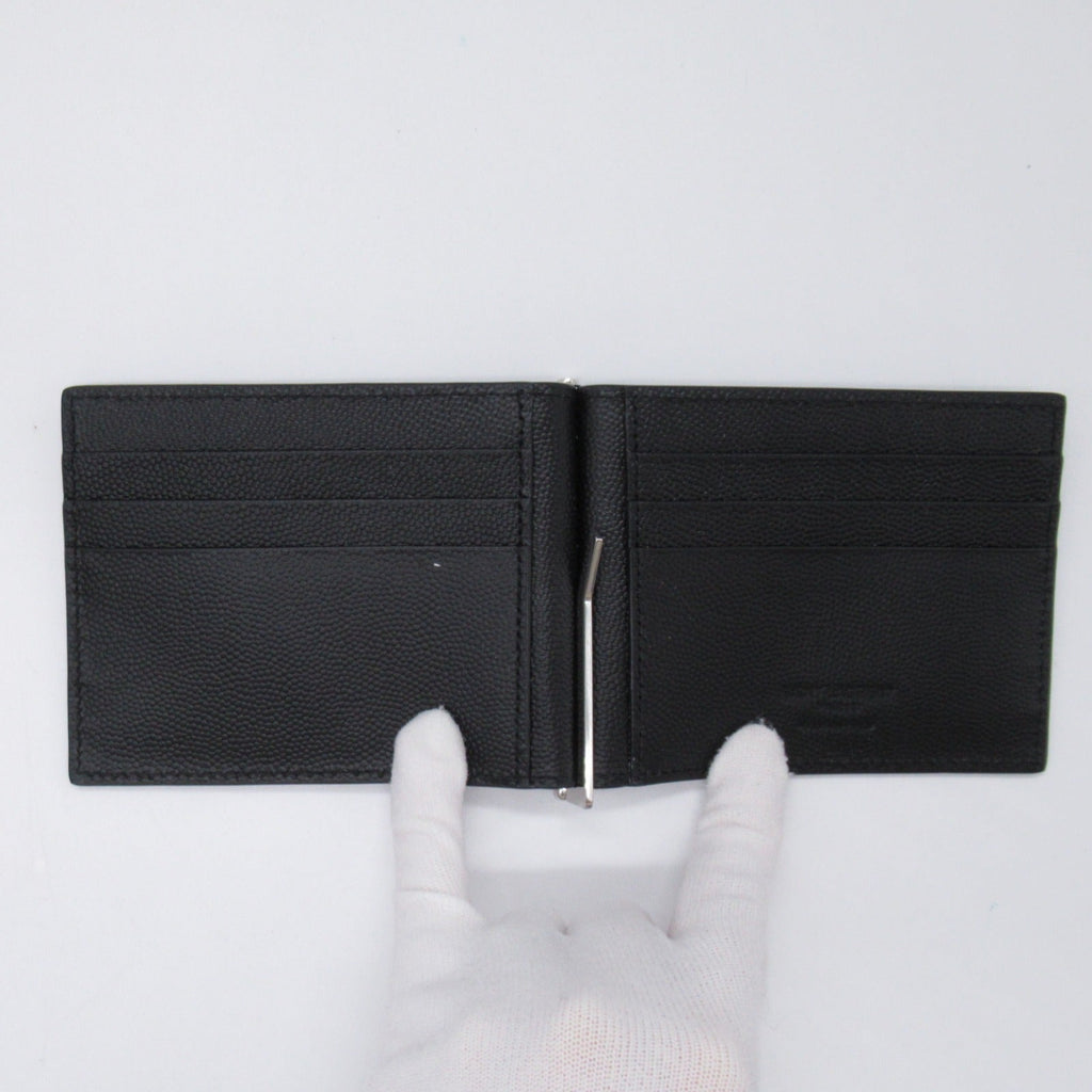 Saint Laurent Double Fold Wallet Double Folded Wallet Leather  Wallet Black 378005BTY0N1000