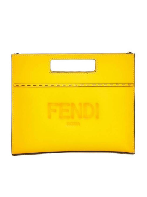 Fendi Roma logo mini shopper tote bag yellow