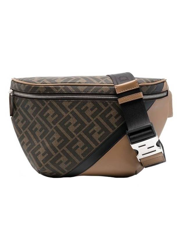 Fendi FF Monogram Logo Leather Belt Bag Brown