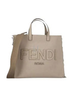 Fendi FF Fabric Tote Bag with Fringes Beige