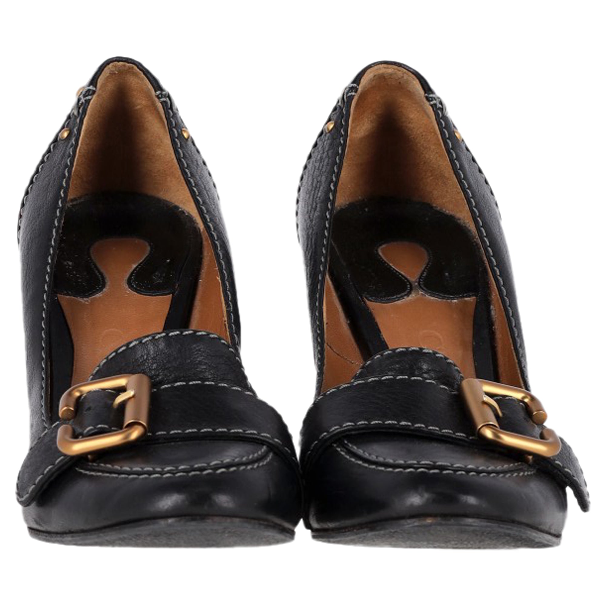 Chloe Buckle Pumps in Black Leather