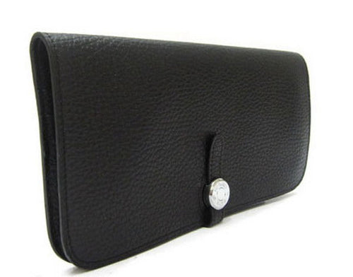 Hermes Wallet H2003 Ladies Cow Leather Black