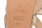 Fendi Gold Caged Peep Toe Heels SZ 40.5