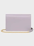 CELINE Triomphe Chain Shiny Calfskin Half Wallet Pastel Pink
