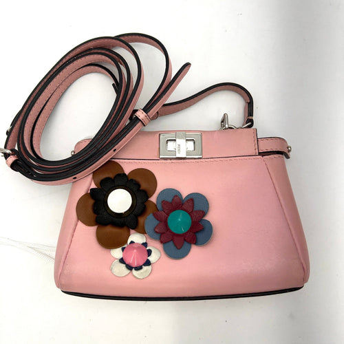 Fendi Nappa Flowerland Micro Peekaboo Iconic Satchel Bubblegum Multicolor LA8706