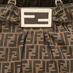 Fendi Zucca Canvas And Patent Leather Large Mia Shoulder Bag