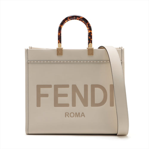 Fendi Sunshine Leather 2WAY Bag Ivory 8BH386
