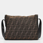 Fendi Zucca Canvas And Patent Leather Mama Flap Shoulder Bag
