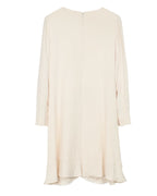 Chloe Long Sleeve Dress with Ruffle in Cream Crepe
