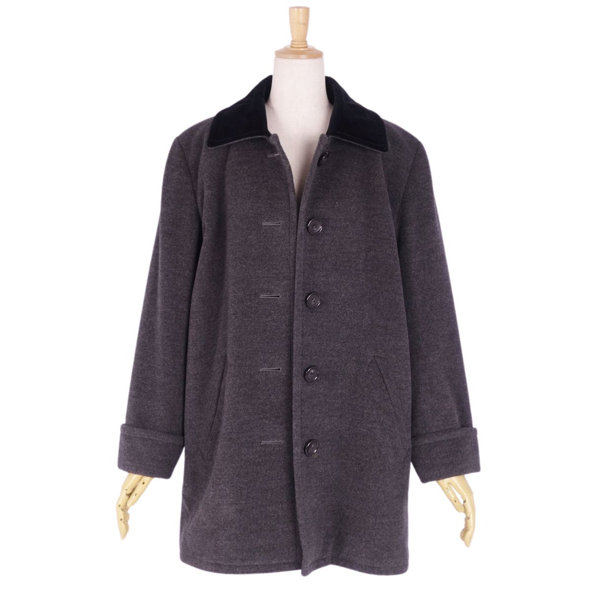 Vint Ivan Laurent Yves Saint Laurent Coat Necklace White Wool Landless Out  M Gr/Black