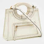 Fendi Transparent/off White Zucca Pvc And Leather Small Runaway Shopper Tote