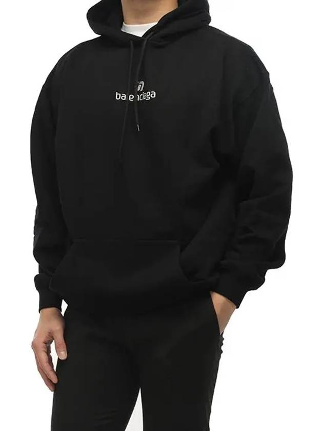 Balenciaga Logo Cotton Hoodie Black