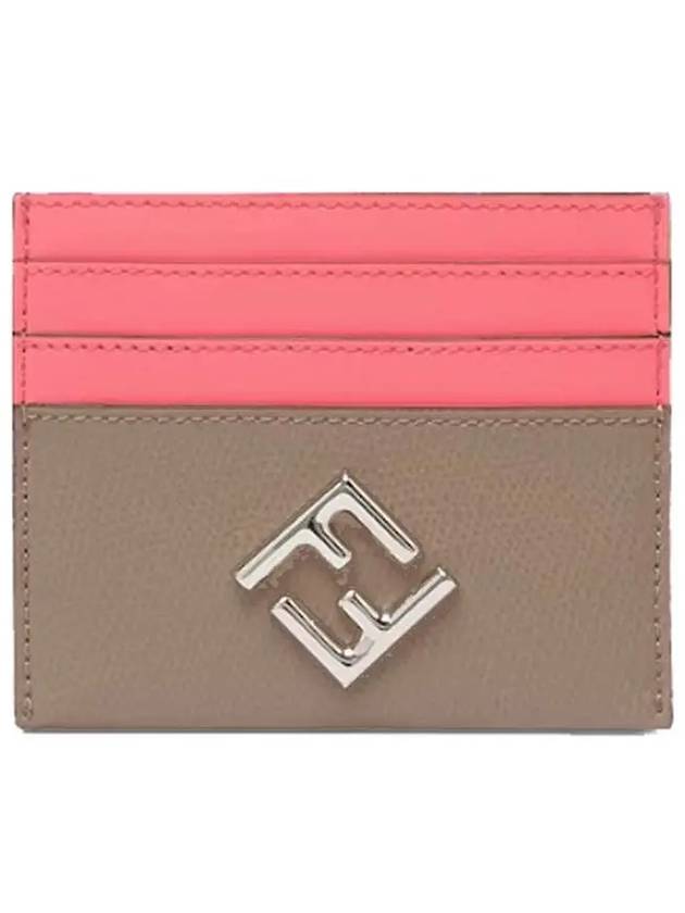 Fendi Logo Diamond Card Wallet Pink Beige