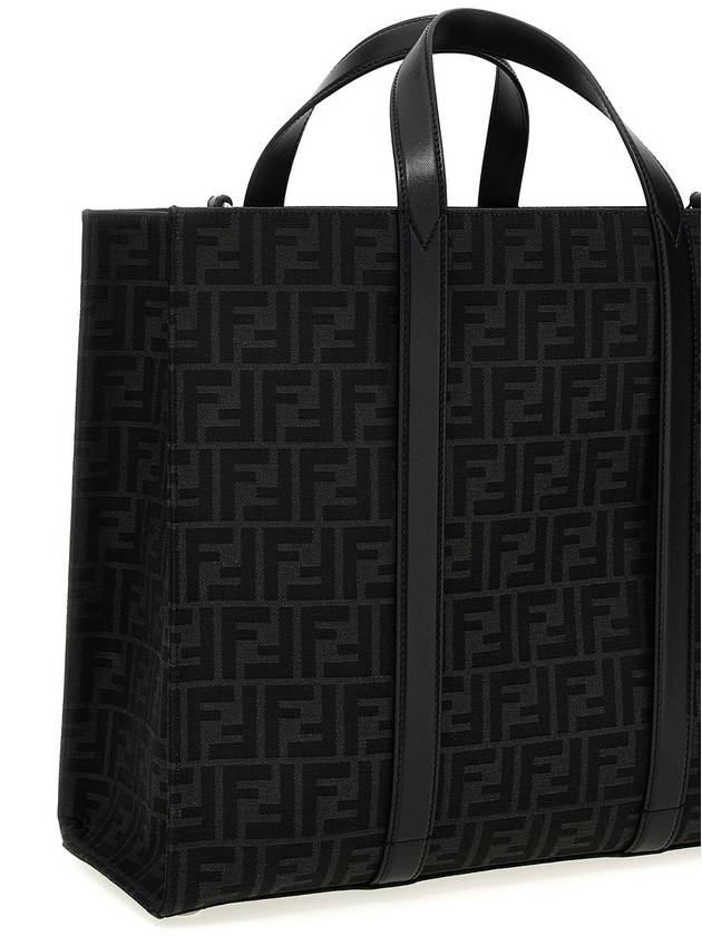 Fendi FF Jacquard Fabric Shopper Tote Bag Black